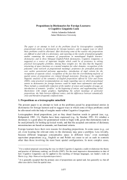 Prepositions in Dictionaries for Foreign Learners: A Cognitive