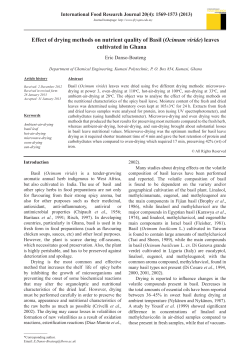 Effect of drying methods on nutrient quality of Basil
