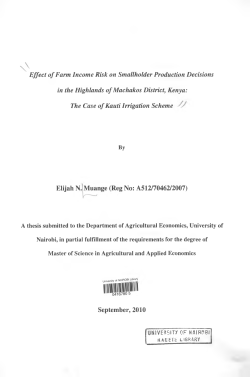 Effect of Farm Income Risk on Smallholder Production Decisions in