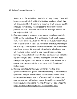 AP Biology Summer Homework 1. Read Ch. 1