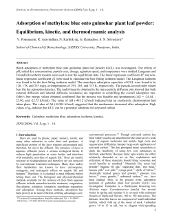 Adsorption of methylene blue onto gulmohar plant leaf powder