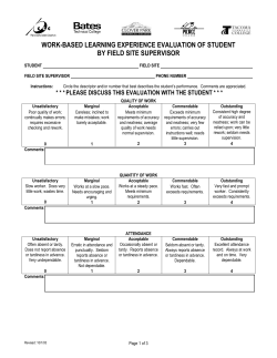 Field Site Supervisor Evaluation of Student