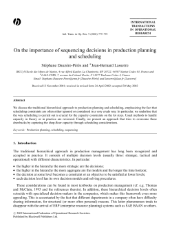 On the importance of sequencing decisions in production planning