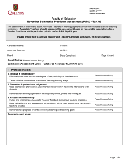 Faculty of Education November Summative Practicum Assessment