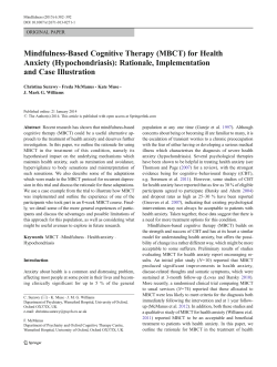 Mindfulness-Based Cognitive Therapy (MBCT) for Health Anxiety