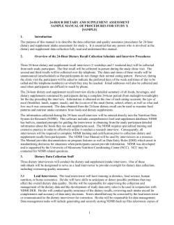 Diet and Supplement MOP - Nutrition Coordinating Center