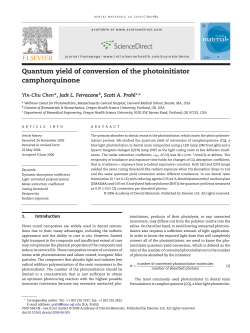 Quantum yield of conversion of the photoinitiator camphorquinone