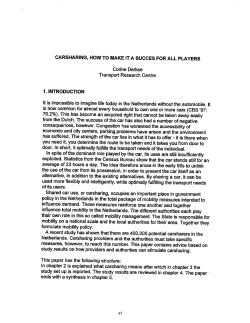 CARSHARING, HOW TO MAKE IT A SUCCES FOR ALL PLAYERS