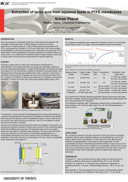 Extraction of lactic acid from aqueous feeds in PTFE