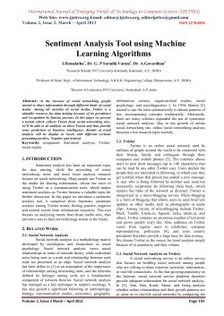Sentiment Analysis Tool using Machine Learning Algorithms