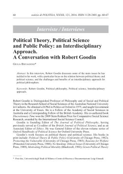 Interviste / Interviews Political Theory, Political Science and