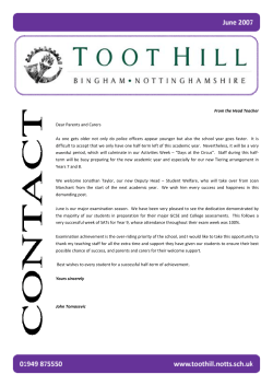 From the Head Teacher Dear Parents and Carers As one gets older