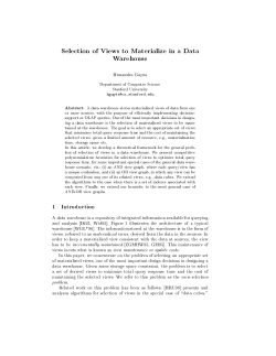 Selection of Views to Materialize in a Data