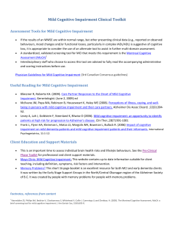 Mild Cognitive Impairment Clinical Toolkit