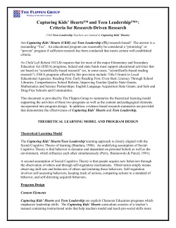 1 Capturing Kids` Hearts&trade; and Teen Leadership&trade;*: Criteria for