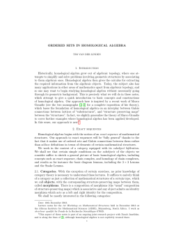 ORDERED SETS IN HOMOLOGICAL ALGEBRA 1