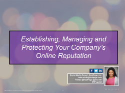Establishing, Managing and Protecting Your Company`s Online