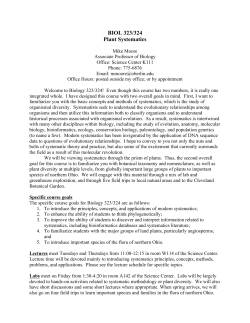BIOL 323/324 Plant Systematics