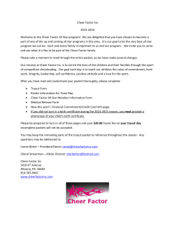 Cheer Factor Inc. 2015-2016 Welcome to the Cheer Factor All Star