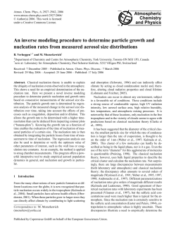 An inverse modeling procedure to determine particle growth and