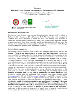 Factsheet Learning Event: Organic waste to energy through
