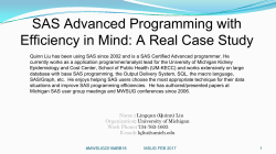 SAS Advanced Programming with Efficiency in Mind