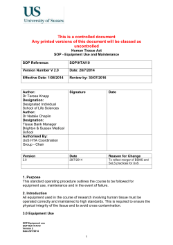 SOP 10: Equipment use and maintenance