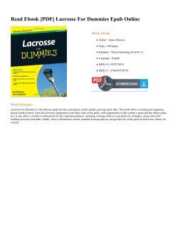 Read Ebook  Lacrosse For Dummies Epub Online