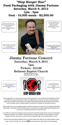 Stop Hunger Now is an international hunger relief organization that