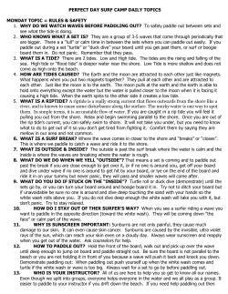 surf etiquette and ocean safety and awareness.