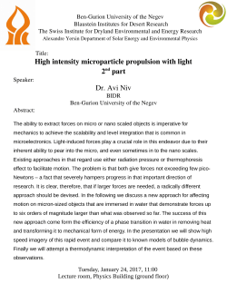 High intensity microparticle propulsion with light 2nd part Dr. Avi Niv