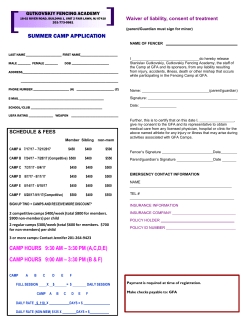 Summer Camp Application - Gutkovskiy Fencing Academy