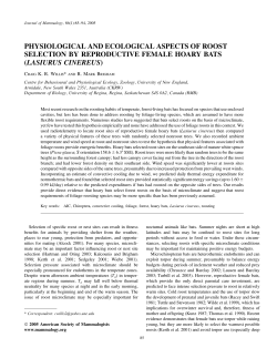 physiological and ecological aspects of roost selection by