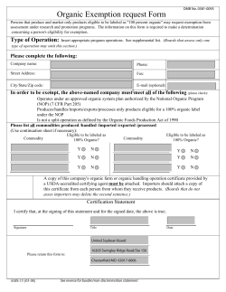 Organic Exemption request Form