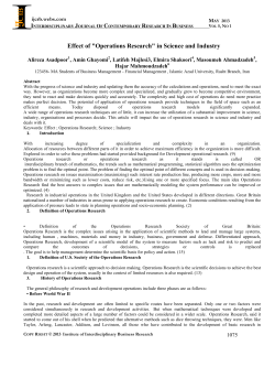 Effect of "Operations Research" in Science and Industry