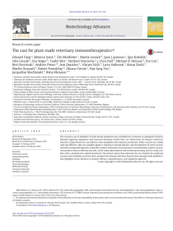 The case for plant-made veterinary immunotherapeutics