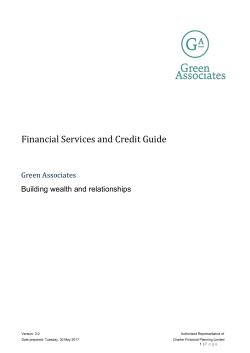 1.0 Financial Services and Credit Guide