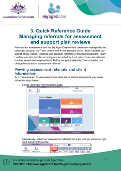 Managing referrals for assessment and reviews
