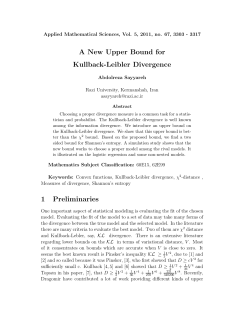 A New Upper Bound for Kullback-Leibler Divergence 1 Preliminaries