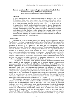 Lesson Openings: How Teachers Begin Lessons in an English Class