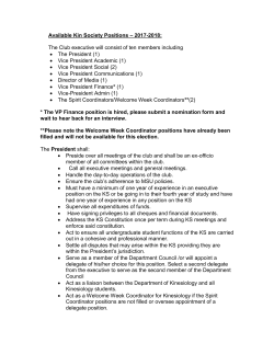 Available KS Positions - McMaster Kinesiology Society