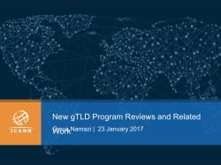 New gTLD Program Reviews and Related Work