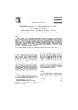 Emulsification processes: on-line study by multiple light scattering