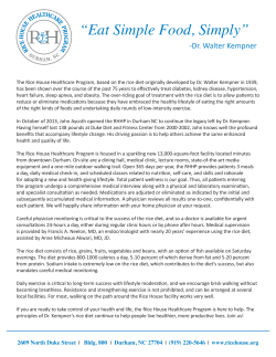 Eat Simple Food, Simply - Rice House Healthcare Program