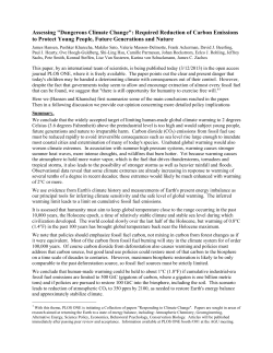 Assessing "Dangerous Climate Change"