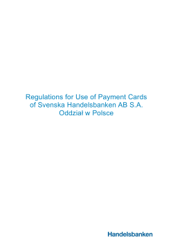 Regulations for Use of Payment Cards of Svenska Handelsbanken