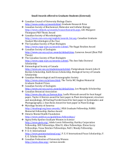 Small Awards offered to Graduate Students (External) Canadian