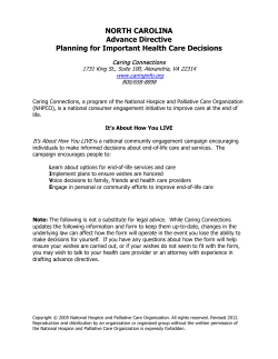 NORTH CAROLINA Advance Directive Planning for