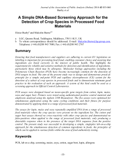A Simple DNA-Based Screening Approach for the Detection of Crop