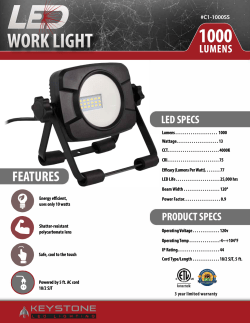 Keystone C1-1000SS LED Work Light Spec Sheet
